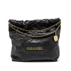CHANEL MEDIUM 22 BAG CAVIAR BLACK GHW (MICROCHIP)