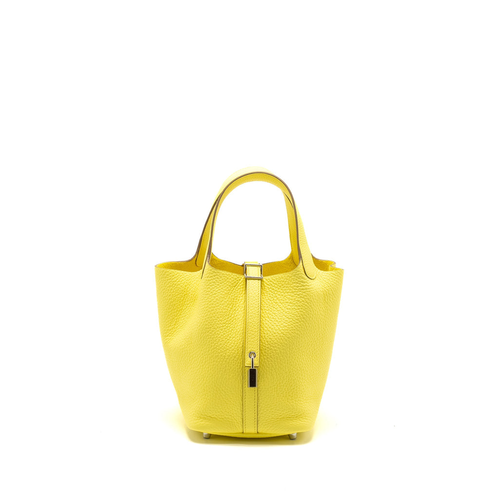 Hermes Picotin 18 Lock Bag Clemence Limoncello SHW