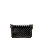 CHANEL NEW MEDIUM CHAIN EDGE BOY BAG CALFSKIN BLACK RUTHENIUM SHW