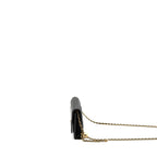 CHANEL PEARL CRUSH WALLET ON CHAIN LAMBSKIN BLACK GHW (MICROCHIP)