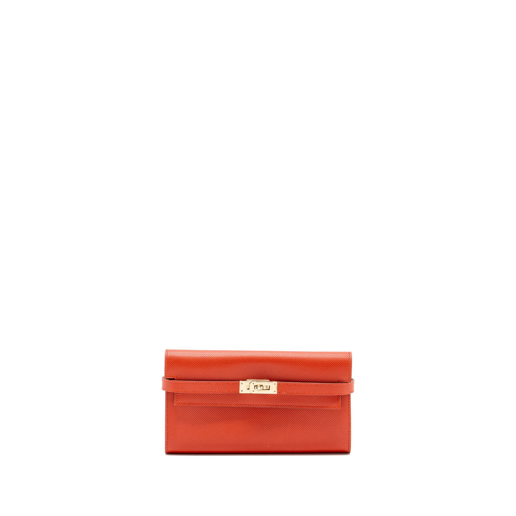 Hermes Kelly Long Wallet Grain Sanguine GHW