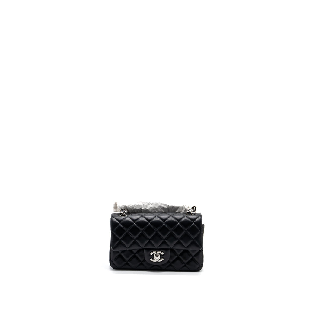 CHANEL MINI RECTANGULAR FLAP BAG LAMBSKIN BLACK SHW (MICROCHIP)