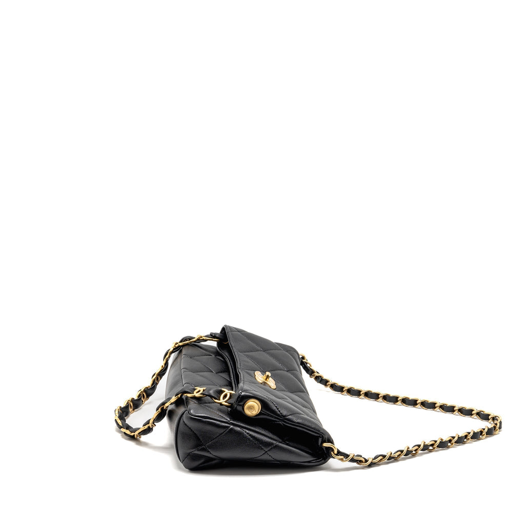 CHANEL LARGE HOBO BAG LAMBSKIN BLACK GHW (MICROCHIP)