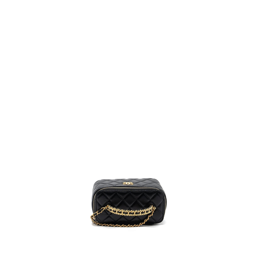 CHANEL TOP HANDLE LONG VANITY LAMBSKIN BLACK GHW (MICROCHIP)