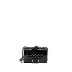 CHANEL SMALL BOY BAG PATENT BLACK MULTICOLOUR HARDWARE