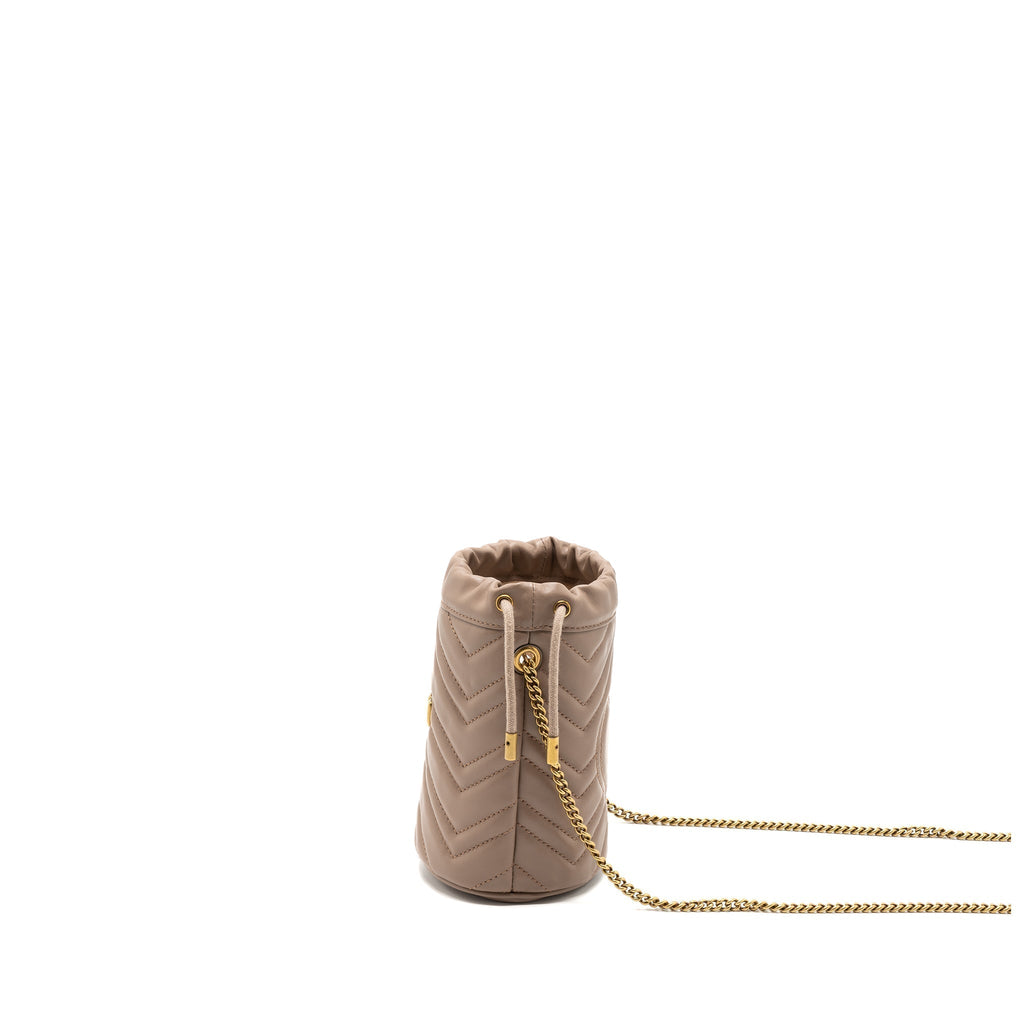 GUCCI GG MARMONT MINI BUCKET BAG BEIGE GHW