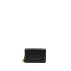 CHANEL PEARL CRUSH WALLET ON CHAIN LAMBSKIN BLACK GHW (MICROCHIP)