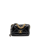 CHANEL SMALL 19 BAG LAMBSKIN BLACK MULTICOLOR HARDWARE (MICROCHIP)