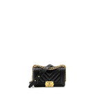 CHANEL CHEVRON SMALL BOY BAG CAVIAR BLACK GHW