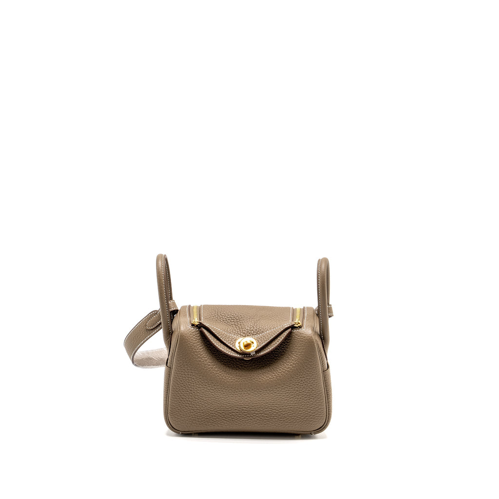 Hermes Mini Lindy Clemence Etoupe GHW