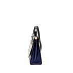 HERMES HERBAG 31 ZIP BAG TOLIE H BERLINE CANVAS/VACHE HUNTER BLUE ENCRE/BLACK SHW