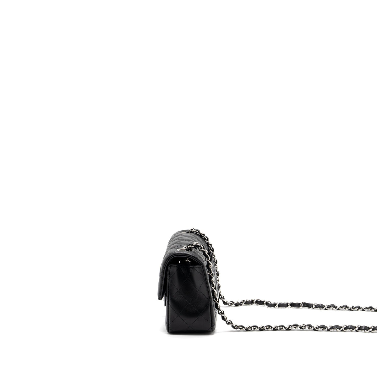 CHANEL MINI RECTANGULAR FLAP BAG LAMBSKIN BLACK SHW (MICROCHIP)