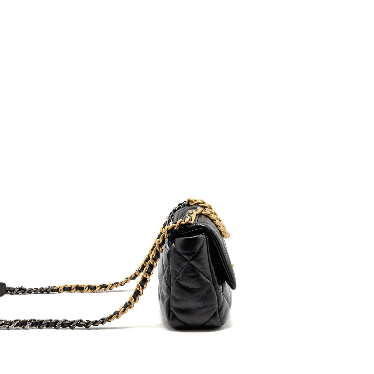 CHANEL SMALL 19 BAG LAMBSKIN BLACK MULTICOLOR HARDWARE (MICROCHIP)