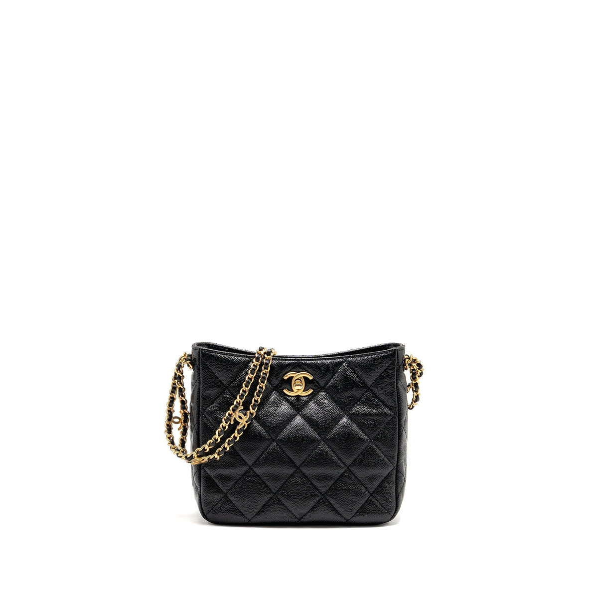 CHANEL QUILTED HOBO CAVIAR BLACK GHW (MICROCHIP)