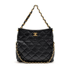 CHANEL LARGE HOBO BAG LAMBSKIN BLACK GHW (MICROCHIP)