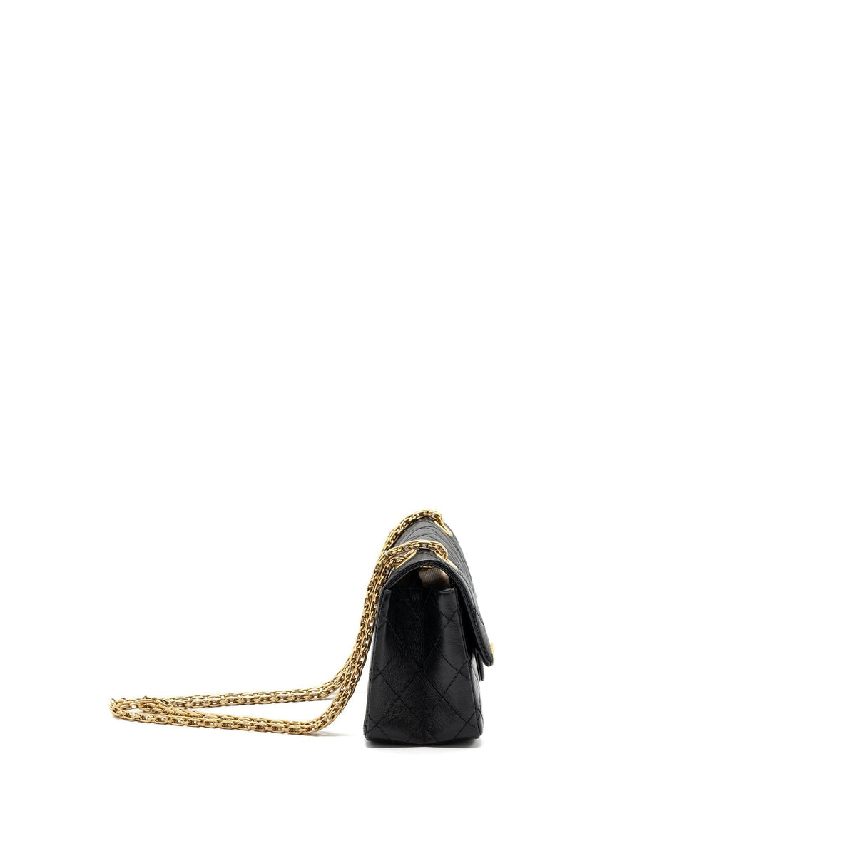 CHANEL MINI 2.55 REISSUE FLAP BAG AGED CALFSKIN BLACK GHW