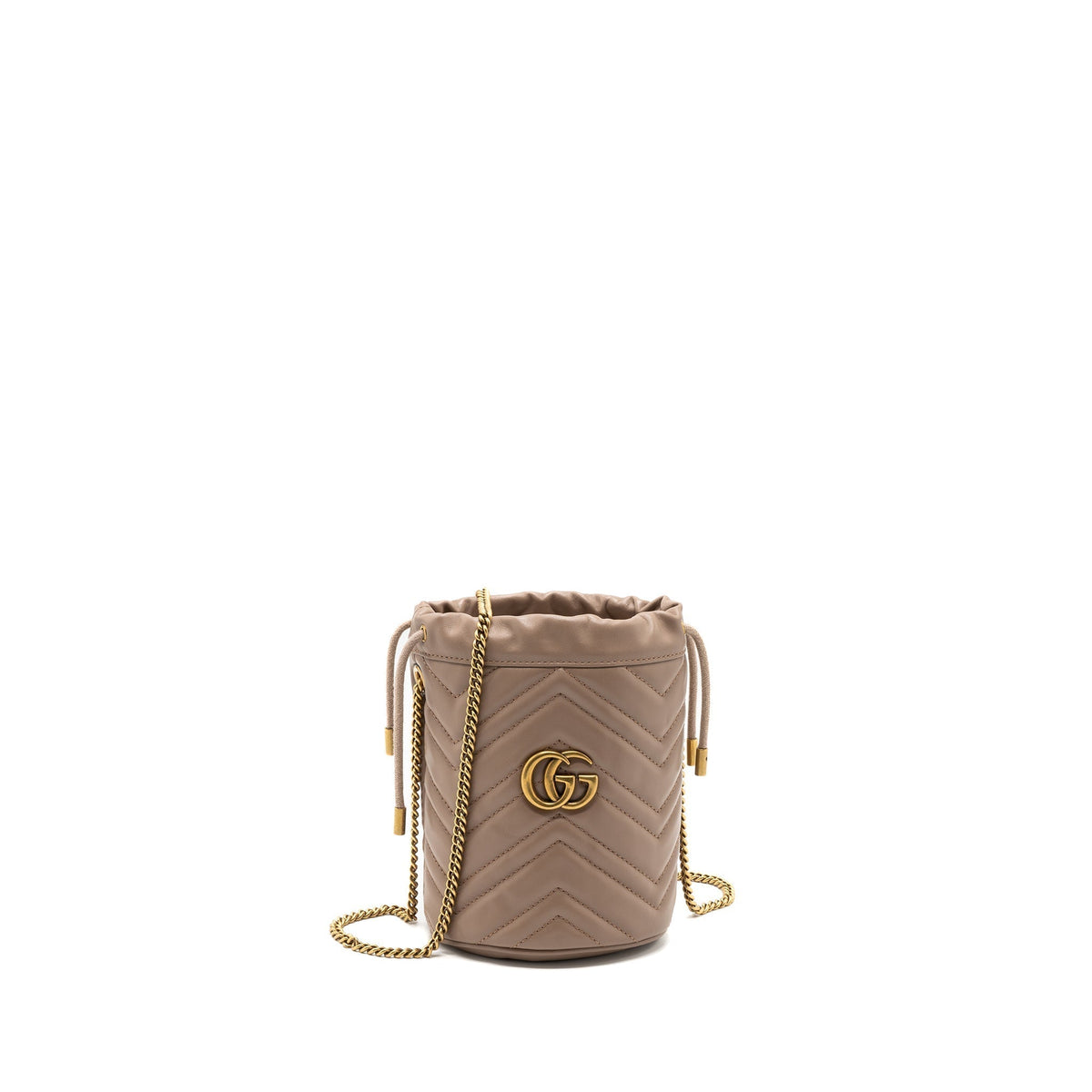GUCCI GG MARMONT MINI BUCKET BAG BEIGE GHW