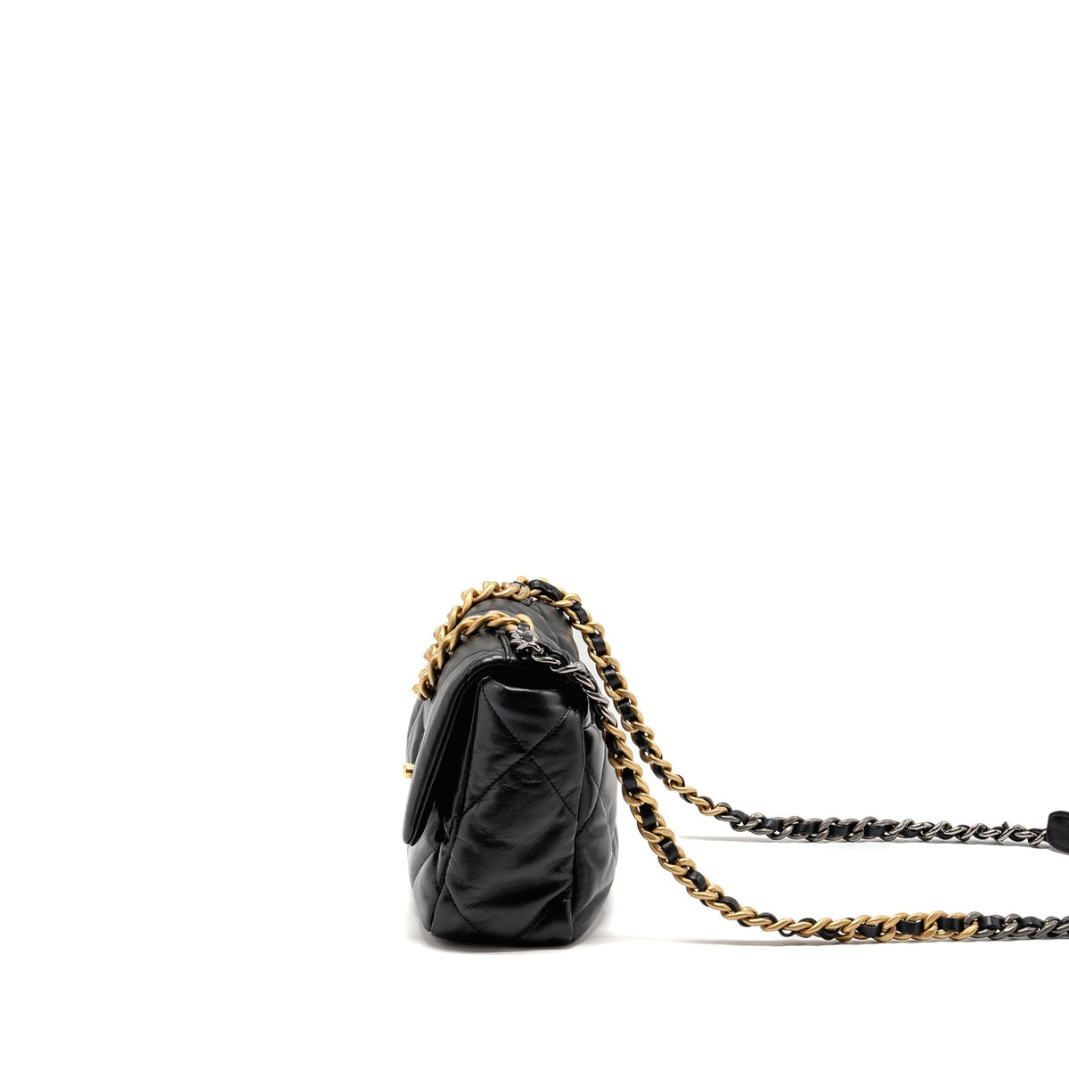 CHANEL SMALL 19 BAG LAMBSKIN BLACK MULTICOLOR HARDWARE (MICROCHIP)