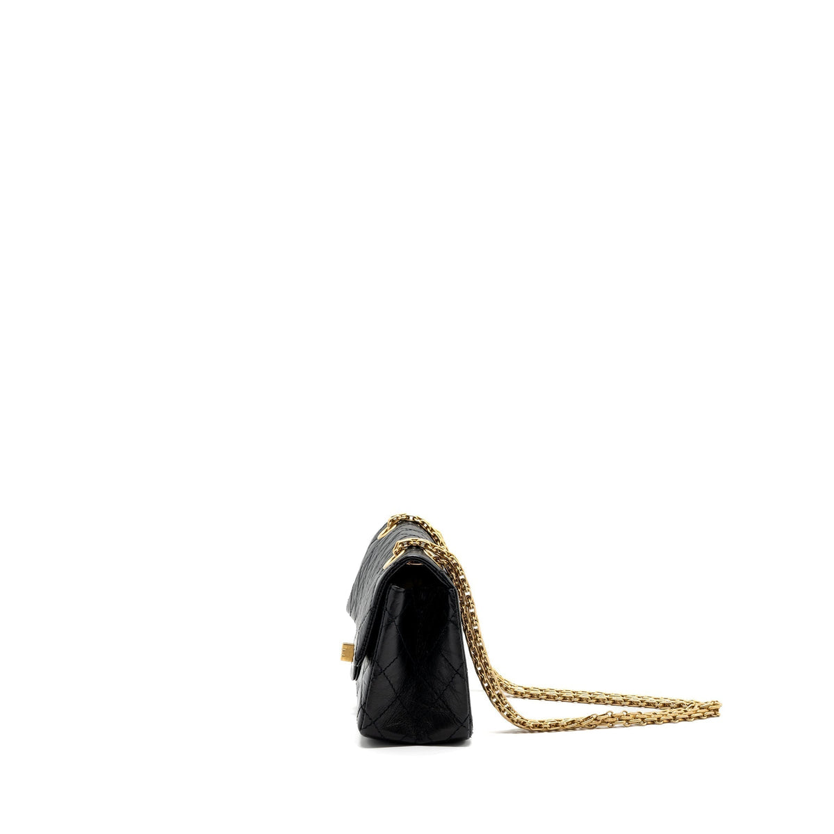 CHANEL MINI 2.55 REISSUE FLAP BAG AGED CALFSKIN BLACK GHW