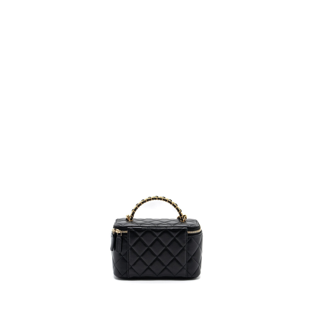 CHANEL TOP HANDLE LONG VANITY LAMBSKIN BLACK GHW (MICROCHIP)