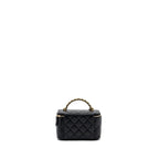 CHANEL TOP HANDLE LONG VANITY LAMBSKIN BLACK GHW (MICROCHIP)