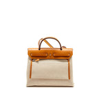 HERMES HERBAG ZIP 31 PEGASE POP CANVAS/HUNTER CAPUCINE/ECRU-BEIGE/NATURE SHW
