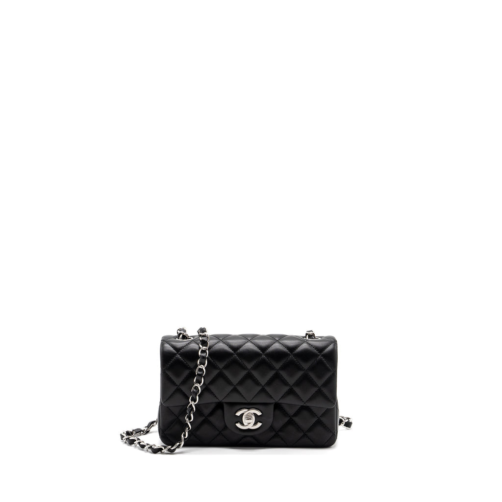 CHANEL MINI RECTANGULAR FLAP BAG LAMBSKIN BLACK SHW (MICROCHIP)