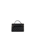 CHANEL TOP HANDLE VANITY WITH CHAIN CAVIAR BLACK LGHW (MICROCHIP)
