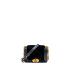 CHANEL SMALL BOY BAG RABBIT HAIR LIMITED EDITION LAMBSKIN BLACK GHW