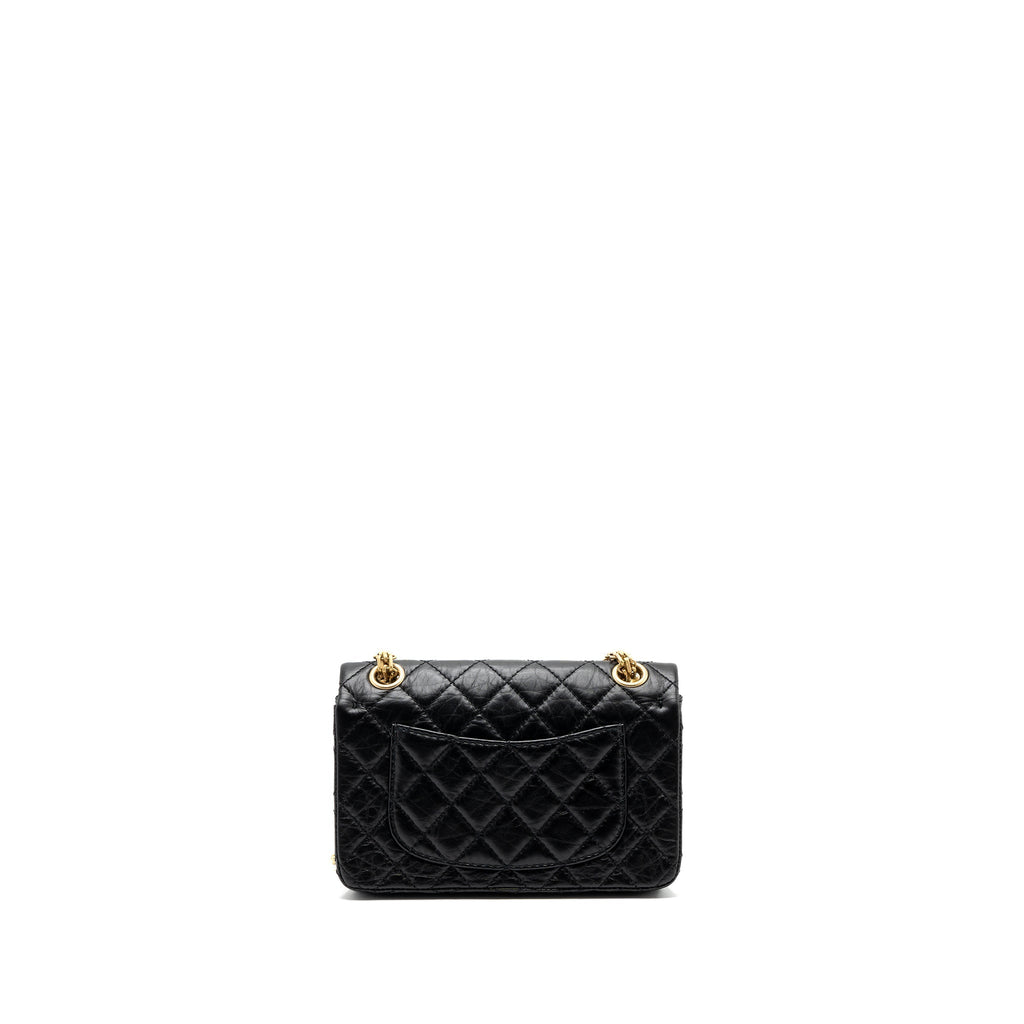 CHANEL MINI 2.55 REISSUE FLAP BAG AGED CALFSKIN BLACK GHW