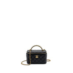 CHANEL TOP HANDLE LONG VANITY LAMBSKIN BLACK GHW (MICROCHIP)