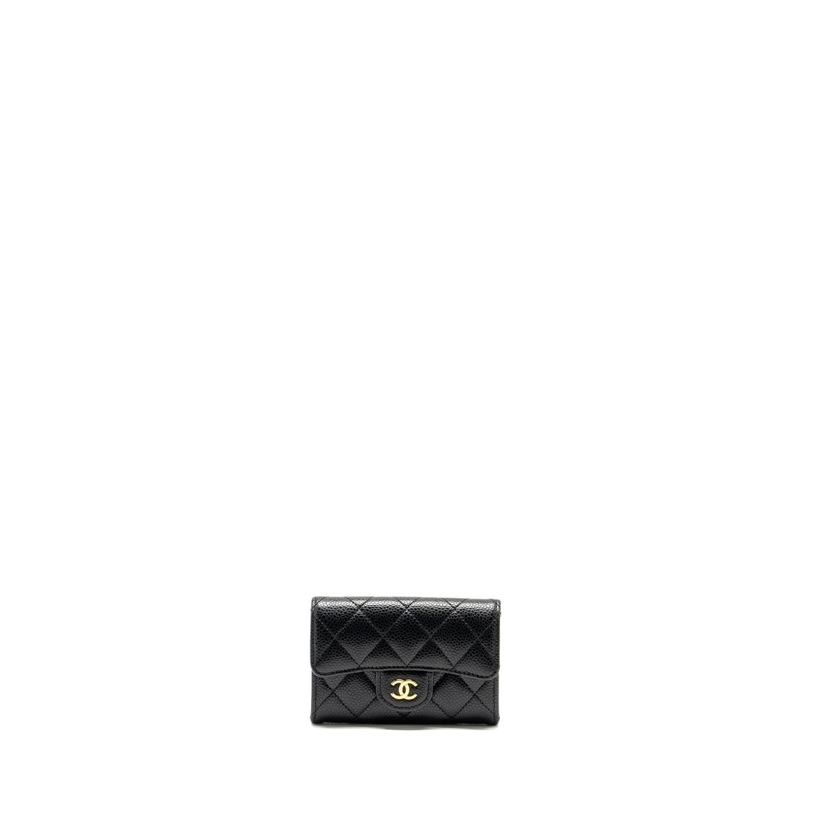 CHANEL CLASSIC FLAP CARD HOLDER CAVIAR BLACK GHW (MICROCHIP)