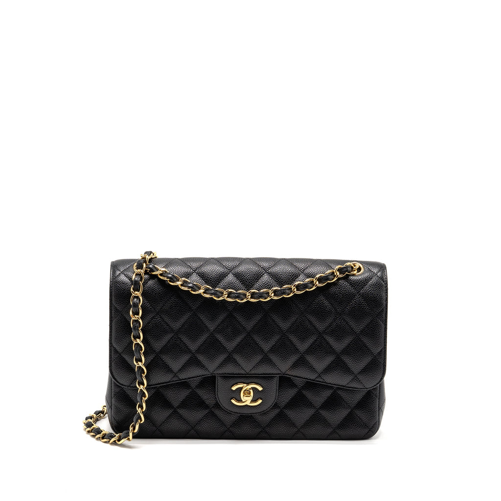 CHANEL JUMBO CLASSIC DOUBLE FLAP BAG CAVIAR BLACK GHW