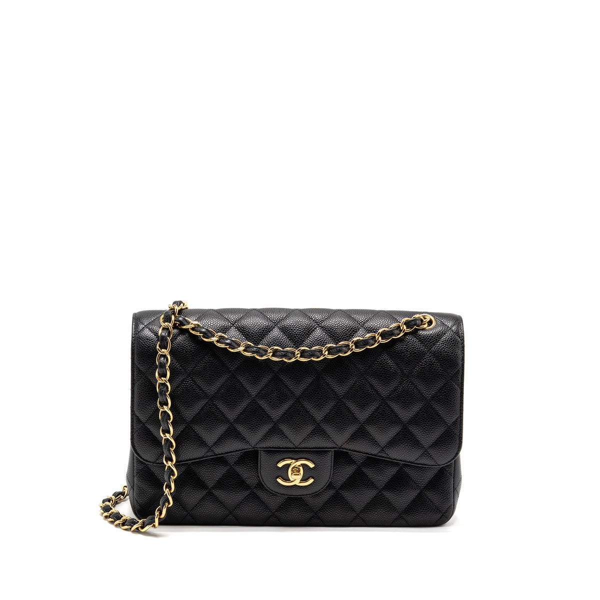 CHANEL JUMBO CLASSIC DOUBLE FLAP BAG CAVIAR BLACK GHW