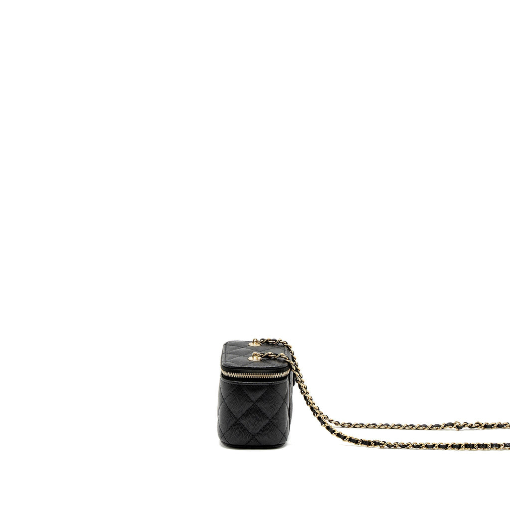 CHANEL MINI VANITY WITH CHAIN CAVIAR BLACK LGHW (MICROCHIP)