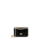 CHANEL MINI 2.55 REISSUE FLAP BAG AGED CALFSKIN BLACK GHW