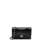 CHANEL MEDIUM CLASSIC DOUBLE FLAP BAG LAMBSKIN BLACK SHW (MICROCHIP)