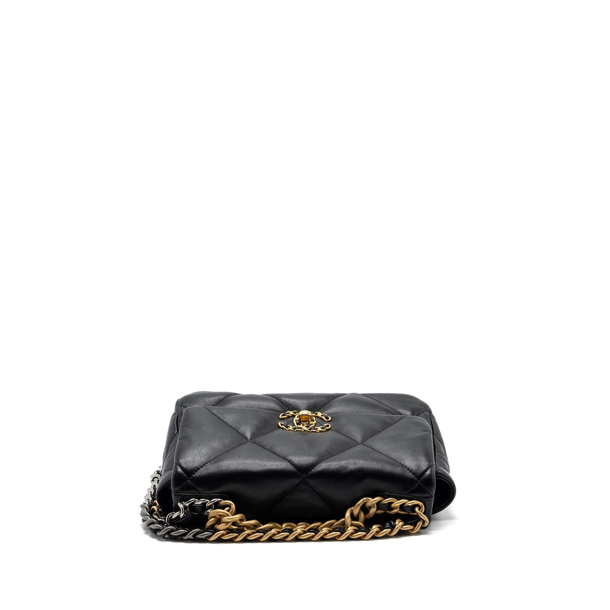 CHANEL SMALL 19 BAG LAMBSKIN BLACK MULTICOLOR HARDWARE (MICROCHIP)