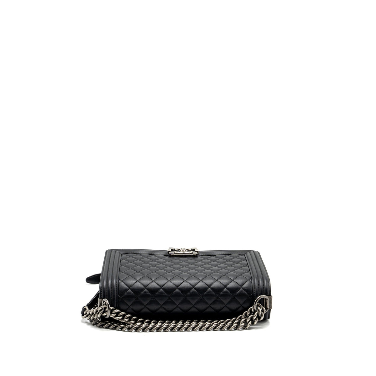CHANEL NEW MEDIUM BOY BAG SMOOTH CALFSKIN BLACK RUTHENIUM HARDWARE