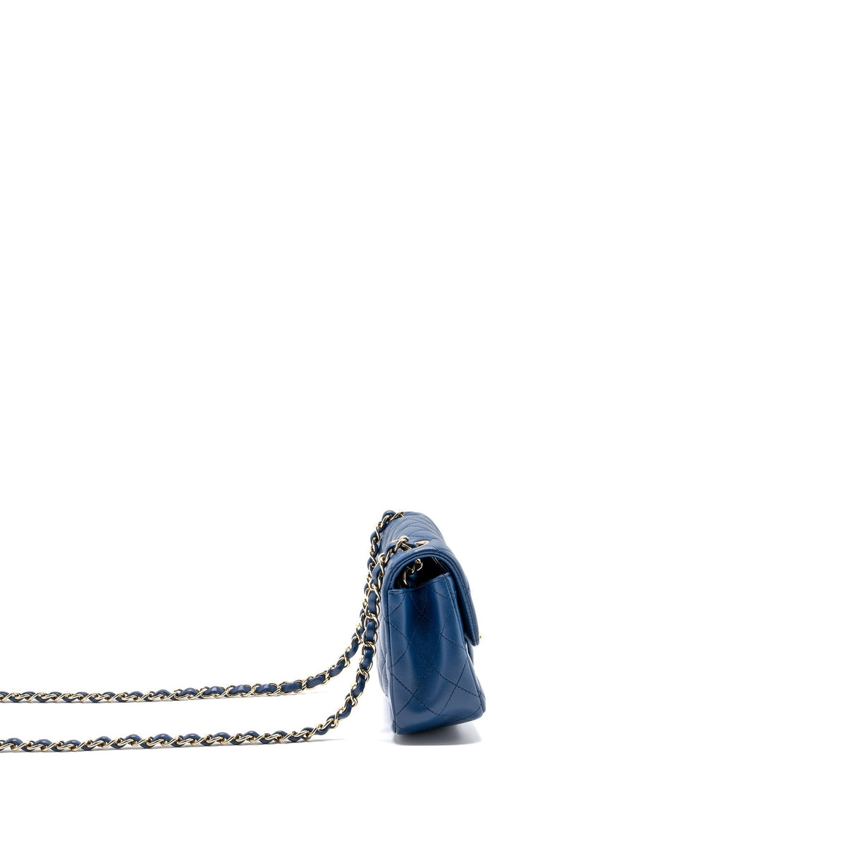 CHANEL MINI RECTANGULAR FLAP BAG LAMBSKIN BLUE LGHW