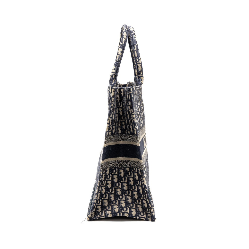 DIOR LARGE BOOK TOTE DIOR OBLIQUE CANVAS BLUE