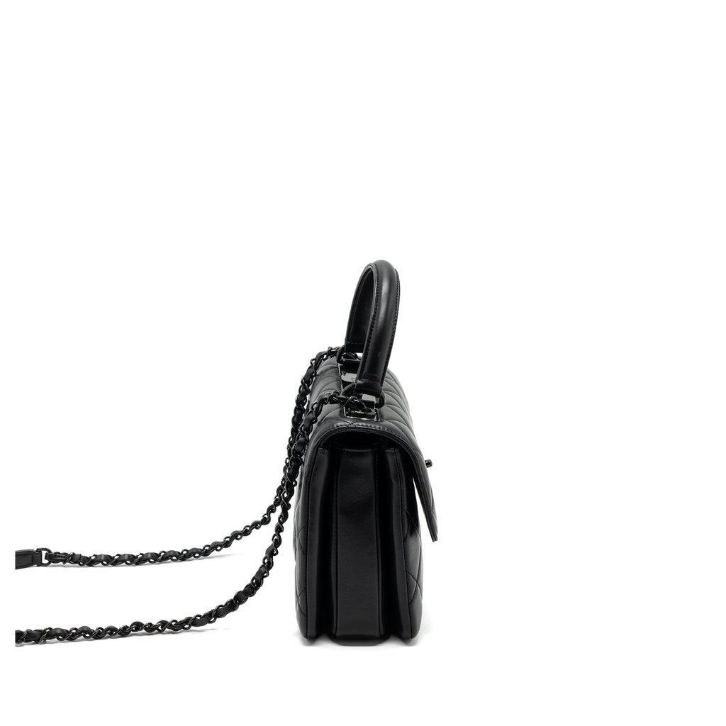CHANEL SMALL TRENDY CC FLAP BAG LAMBSKIN SO BLACK(MICROCHIP)
