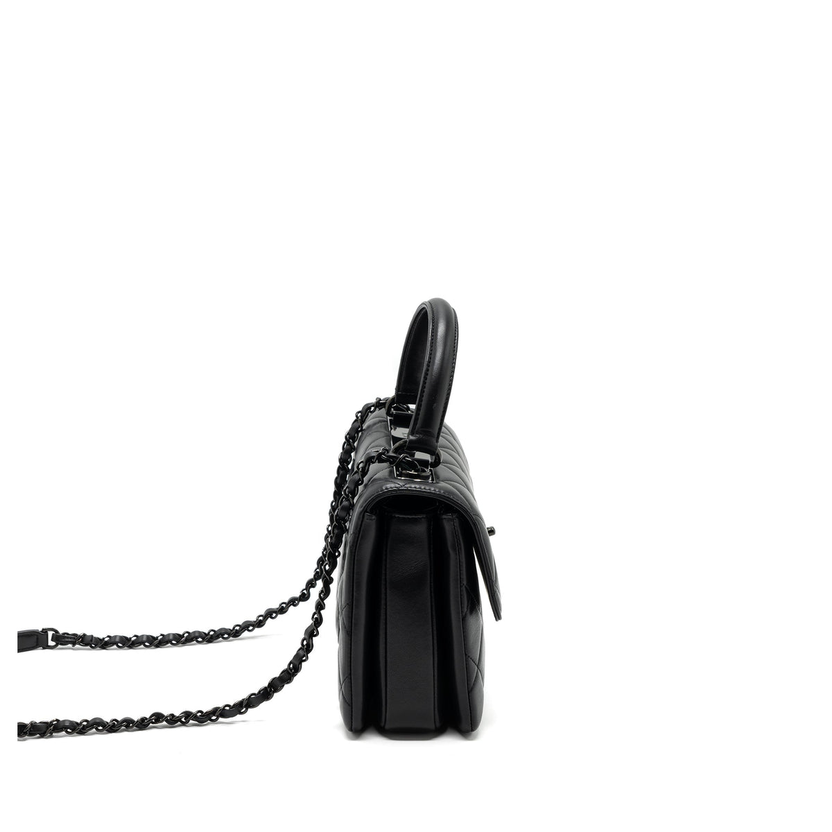 CHANEL SMALL TRENDY CC FLAP BAG LAMBSKIN SO BLACK(MICROCHIP)