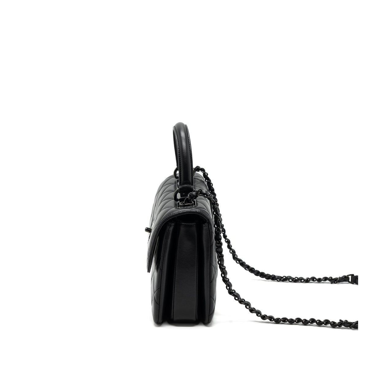 CHANEL SMALL TRENDY CC FLAP BAG LAMBSKIN SO BLACK(MICROCHIP)