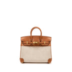 HERMES BIRKIN 25 TOILE H CANVAS / SWIFT LEATHER ECRU-BEIGE / GOLD GHW