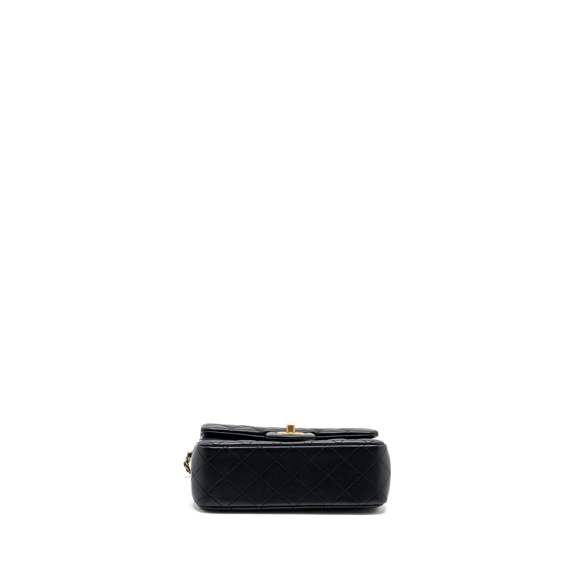 CHANEL PEARL CRUSH MINI RECTANGULAR FLAP BAG LAMBSKIN BLACK GHW (MICROCHIP)
