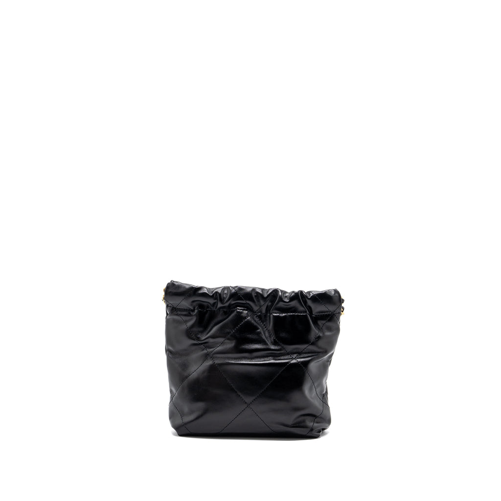CHANEL MINI 22 BAG SHINY CALFSKIN BLACK GHW(MICROCHIP)