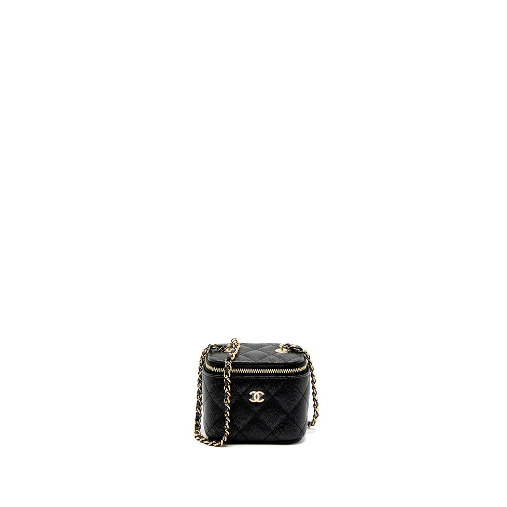 CHANEL MINI VANITY WITH CHAIN CAVIAR BLACK LGHW (MICROCHIP)