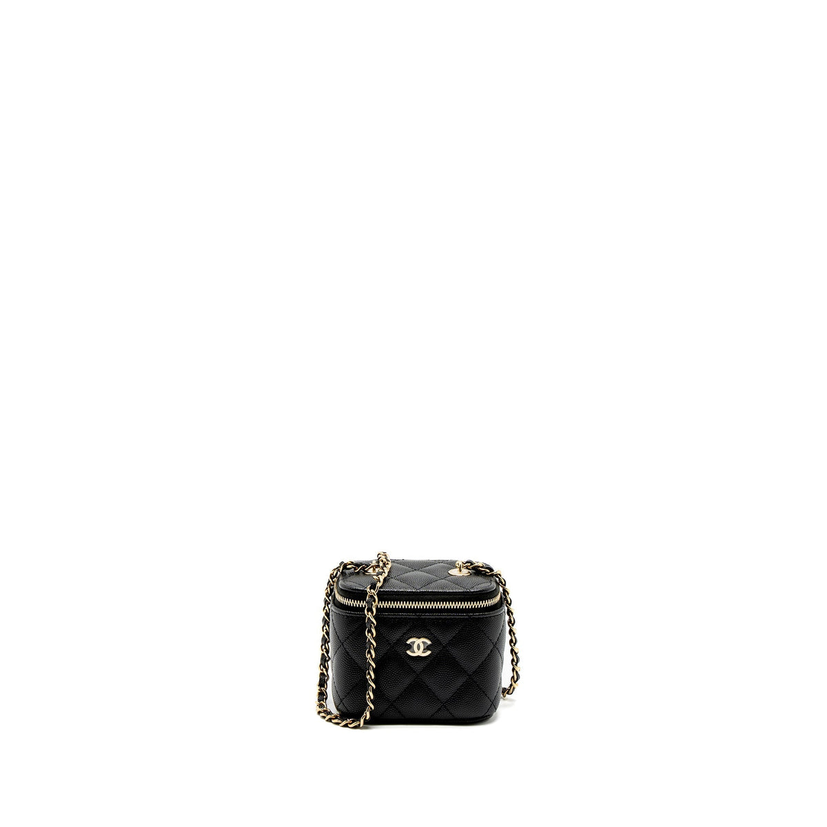 CHANEL MINI VANITY WITH CHAIN CAVIAR BLACK LGHW (MICROCHIP)