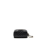 CHANEL DOUBLE ZIP POUCH COSMETIC CASE CAVIAR BLACK GHW (MICROCHIP)